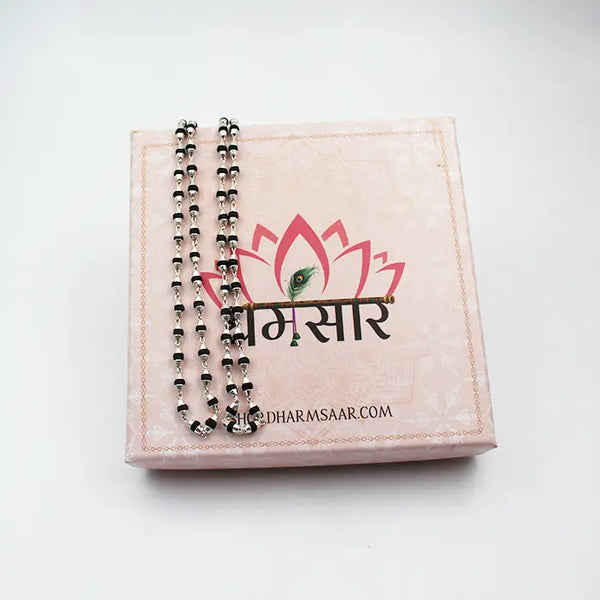 Buy Black Tulsi Mala Necklace in Silver (Small Size)