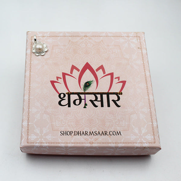 Moti Stylish Single Stone Silver Coated Locket