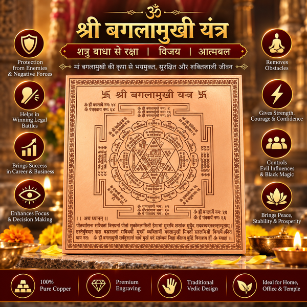 Premium Quality Shree Baglamukhi Yantra - Copper Engraved Yantra | श्री बगलामुखी यंत्र