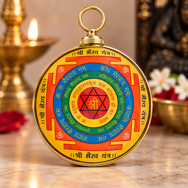 Shree Bhairava Hanging Yantra – Brass Kaal Bhairav Yantra for Home & Office