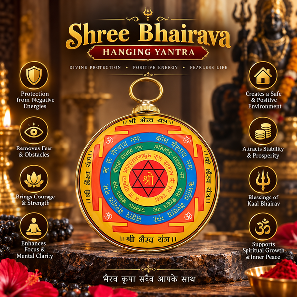 Shree Bhairava Hanging Yantra – Brass Kaal Bhairav Yantra for Home & Office