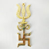 Tri Shakti Yantra - Brass (Gold Plated) | Trishul Om Swastik Symbol for Protection | 8 Inches - Suitable for Home & Office