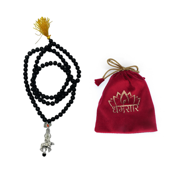 Karungali Black Mala 108 Beads with Trishul & Nandi Locket