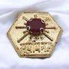 Golden Surya Yantra Stone For Home Vastu,Original Shree Surya Yantra Hexagon Plate With 1 Red Stone Gold Plated For Pooja,Pure Copper Surya Yantram For Good Luck
