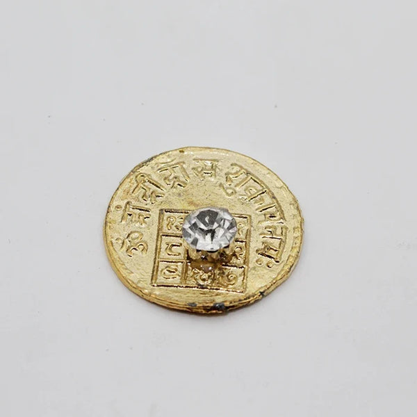 Energized Shukra Yantra Stone for Pooja,Original Shree Shukra Yantra Circular Plate with Small Size Stone,Pure Copper Shukra Yantram Numerology for Good Luck