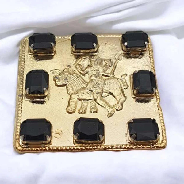 Energized Rahu Yantra Plate For Home Business Good Luck,Original Rahu Yantra Golden Plated Black Color Stone Set For Pooja vastu With Square Shape Box