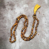 Tiger Eye Mala 108 Beads Original, Tiger Eye Stone Mala For Men And Women, Tibetan Buddha Prayer Mala Rosary, Natural Reiki Feng-Shui Mala Necklace