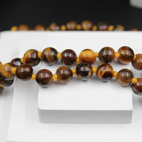 Tiger Eye Mala 108 Beads Original, Tiger Eye Stone Mala For Men And Women, Tibetan Buddha Prayer Mala Rosary, Natural Reiki Feng-Shui Mala Necklace
