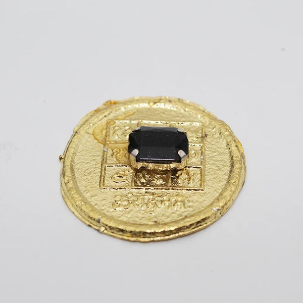 Effective Rahu Yantra Plate For Home Business Good Luck,Original Rahu Yantra Golden Plated Black Color Stone Set For Pooja vastu Circular Shape Yantram
