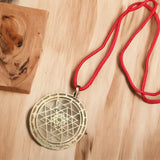 Small Size Shree Yantra Pendant For Men Women,Original Certified Asli Ashtadhatu Golden Shri Yantram Locket For Neck,Designer Spiritual Chakra With Red Necklace