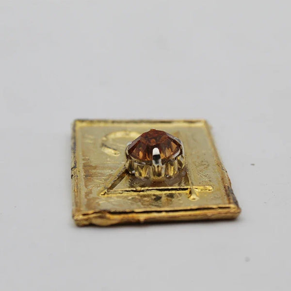 Brishpati Yantra Stone in Gold Plated For Pooja,Original One Stone Brishpati Yantram Sidh Ashtadhatu Plate For Home,Small Pocket Size Vastu Yantra For Good Luck Office