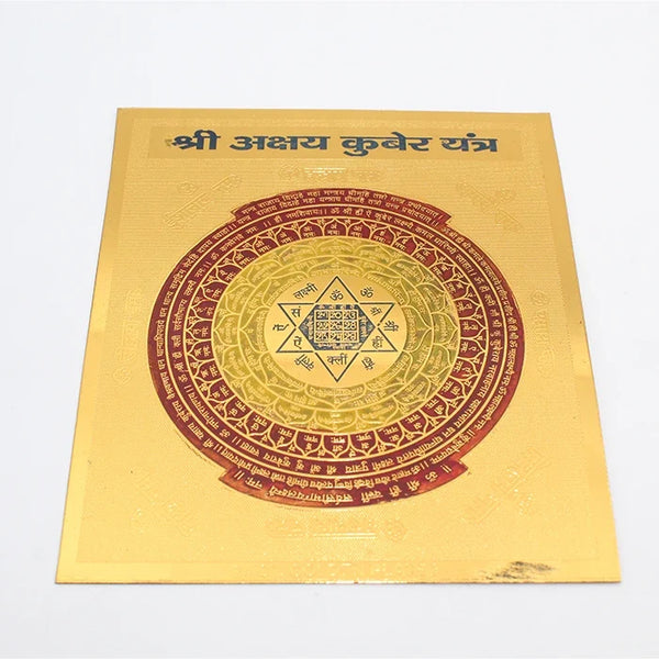 Original Multicolor Golden Plated Shree Akshay Kuber Copper Yantra