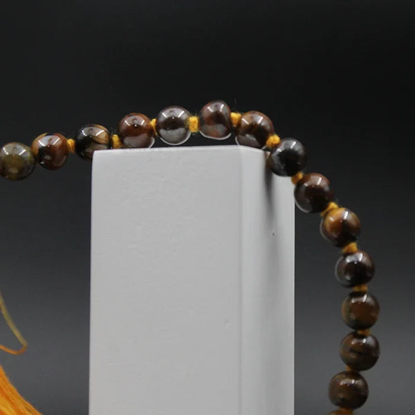 Tiger Eye Mala 108 Beads Original, Tiger Eye Stone Mala For Men And Women, Tibetan Buddha Prayer Mala Rosary, Natural Reiki Feng-Shui Mala Necklace