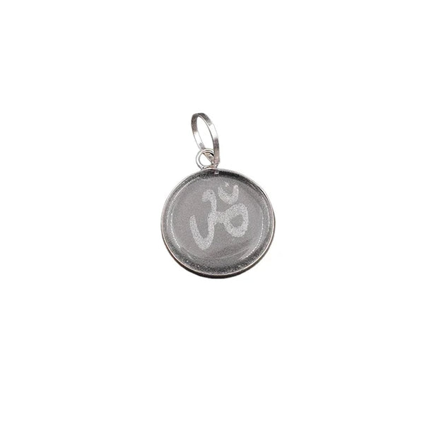 Engraved Om Sphatik Locket For Men And Women,Original Sfatik Silver Plated Coin Shape Pendant For Neck,Small Size White Om Sphatik Yantra Pendant Boys Girls(20g)