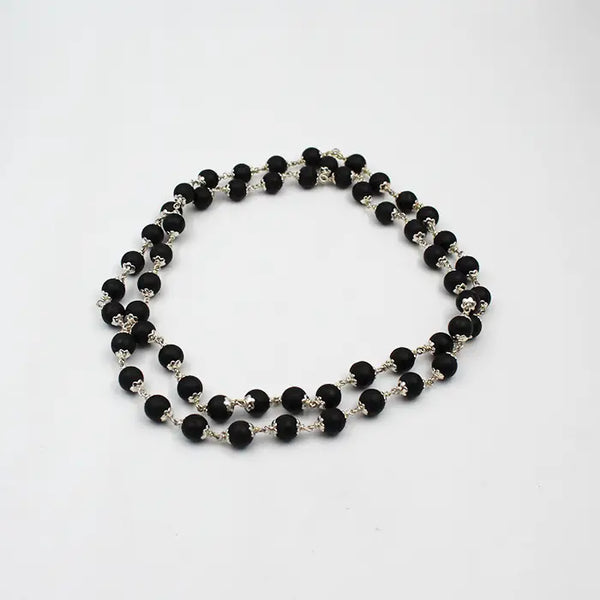 Certified Karungali Malai Silver Cap (Shaligram Mala)