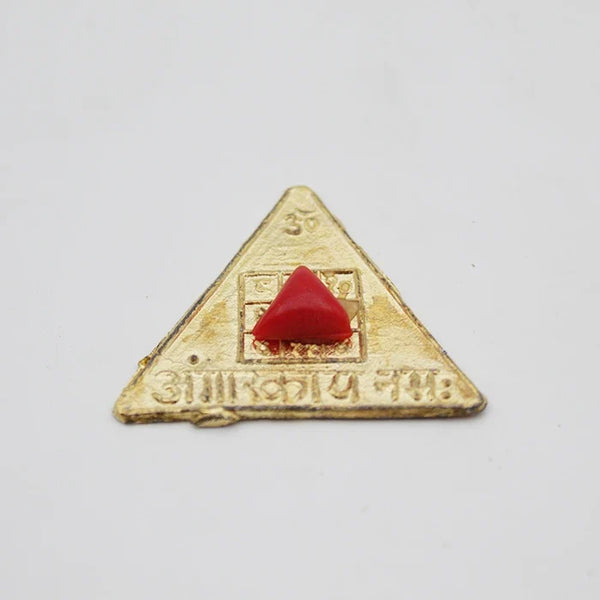 Small Size Triangular Mangal Yantra Stone For Home,Original Copper Plated Yantram For Wallet,Natural Moonga Italian Red Coral Stone,Mangal Magalik Dosh Nivaran