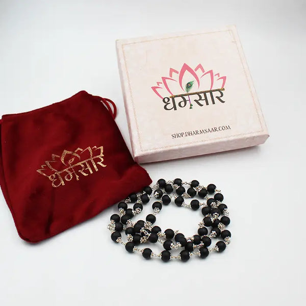 Certified Karungali Malai Silver Cap (Shaligram Mala)