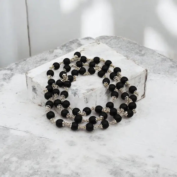 Certified Karungali Malai Silver Cap (Shaligram Mala)