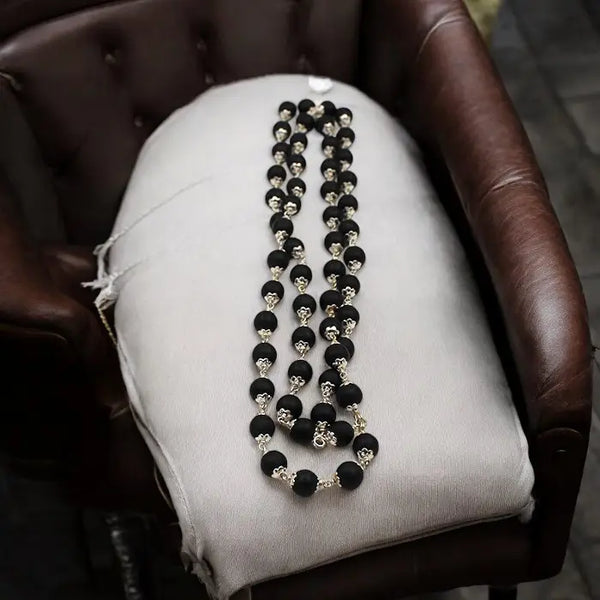 Certified Karungali Malai Silver Cap (Shaligram Mala)