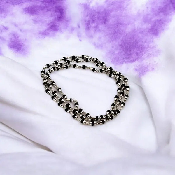 Buy Black Tulsi Mala Necklace in Silver (Small Size)