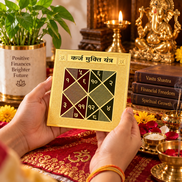 Gold Plated Karz Mukti Yantra – Sacred Yantra for Financial Stability & Devotional Practice