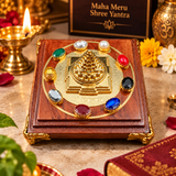 Maha Meru Shree Yantra with Chowki,  Meru Yantra for Puja & Spiritual Practice