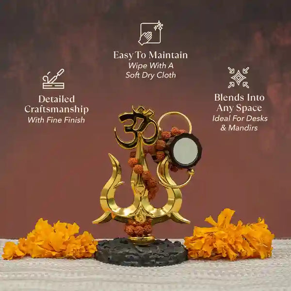 Shiva Shakti Trishul With Rudraksha Statue