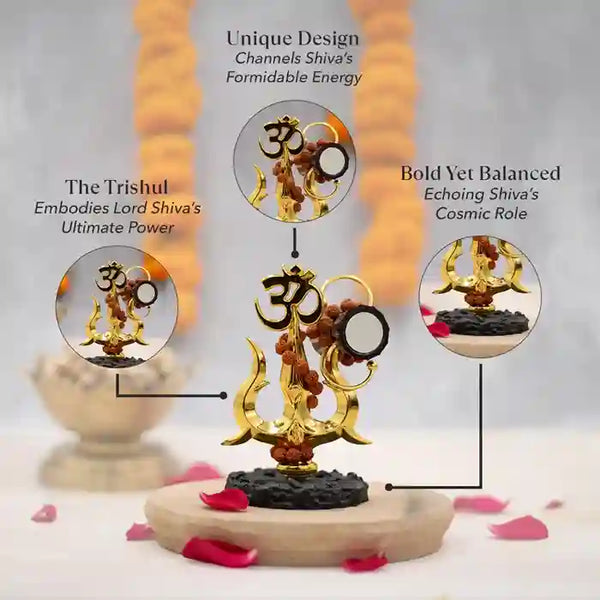Shiva Shakti Trishul With Rudraksha Statue