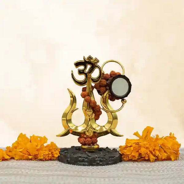 Shiva Shakti Trishul With Rudraksha Statue