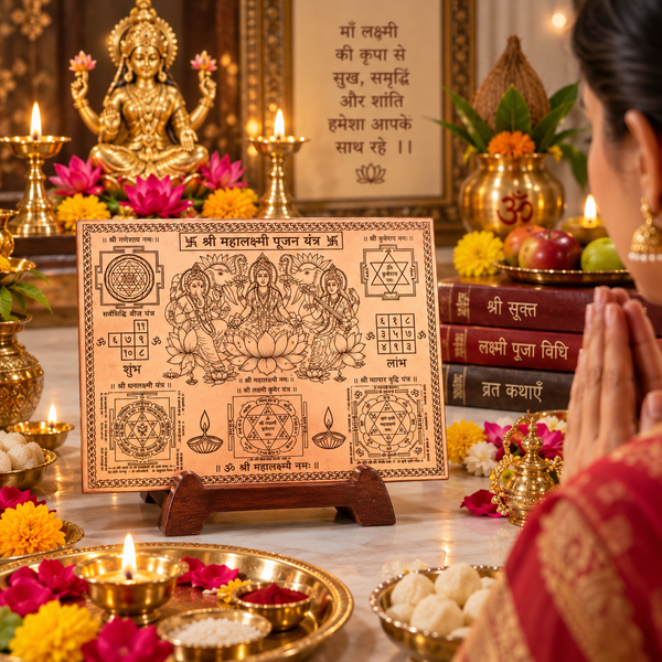 Shri Mahalaxmi Pujan Yantra | Pure Copper Lakshmi Yantra | Dharmsaar