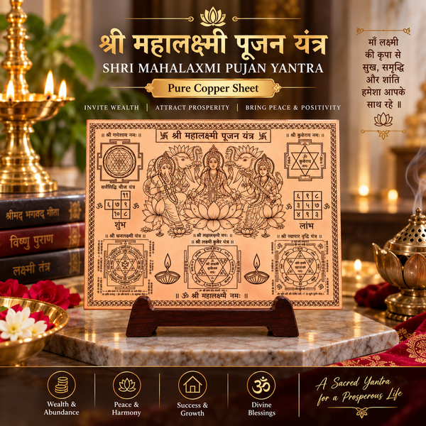 Shri Mahalaxmi Pujan Yantra | Pure Copper Lakshmi Yantra | Dharmsaar