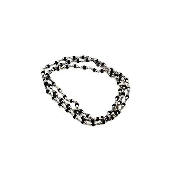 Buy Black Tulsi Mala Necklace in Silver (Small Size)